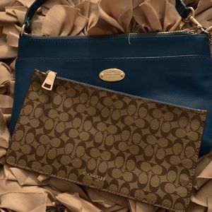 Teal coach wristlet combo